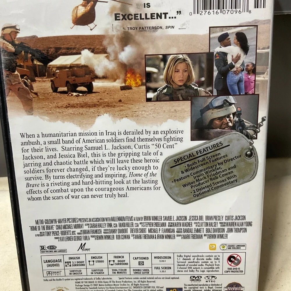 DVD - Home of the Brave a film by Irwin Winkler. V116